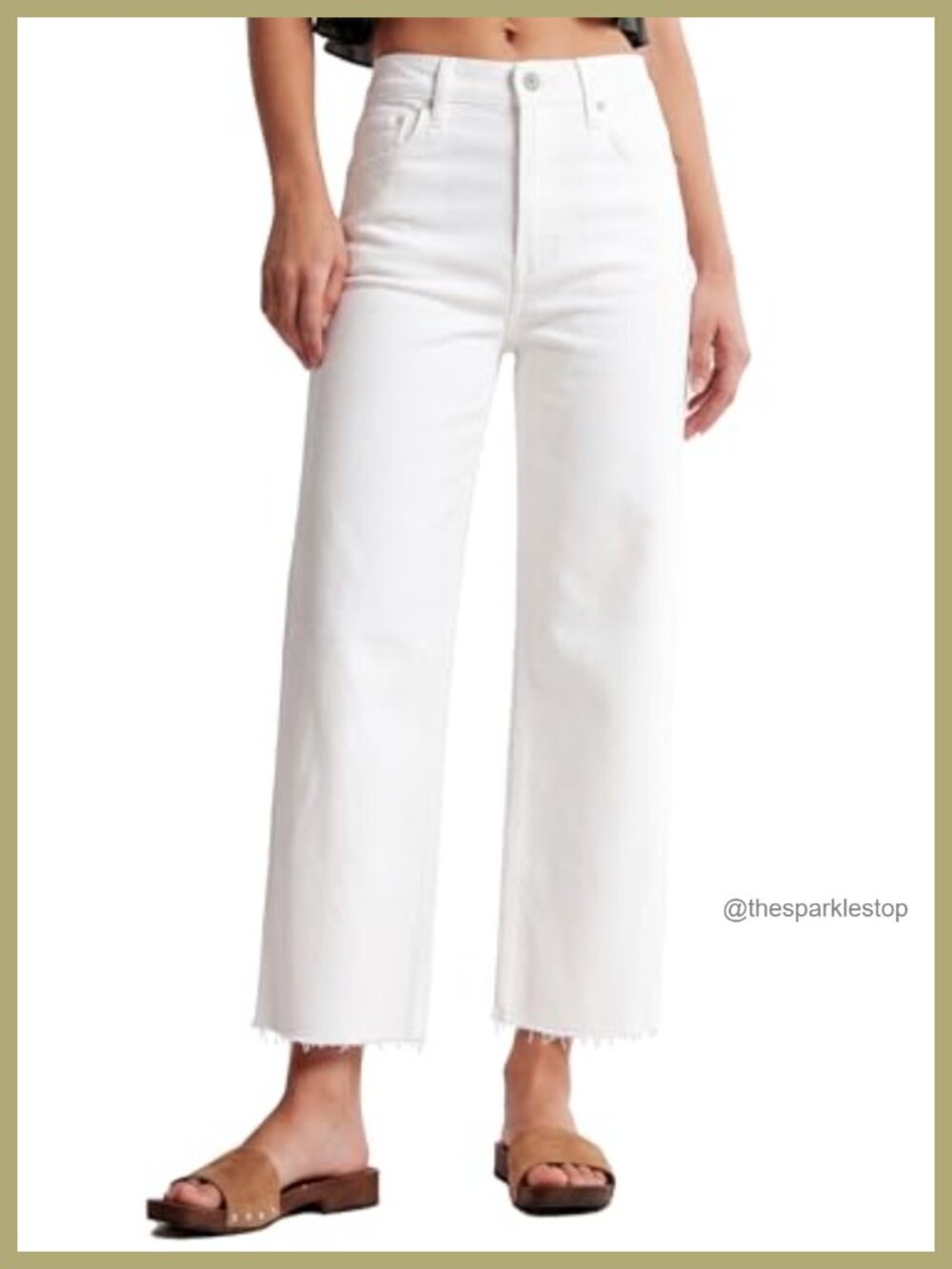 Tummy Control High Waisted Straight Leg Jeans Raw Hem Cropped Denim Pants